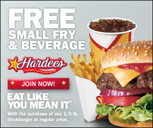 Join the Hardee’s e-Club and Get a FREE Small Fry and Drink.